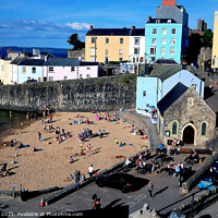 Buy canvas prints of Harbor beach, Tenby, Pembrokeshire, Wales. by john hill