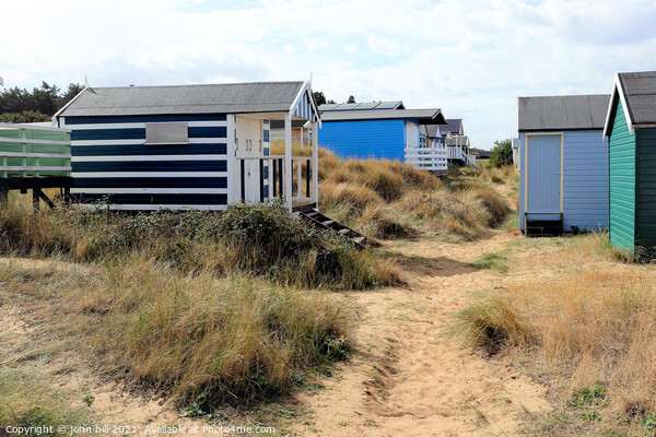 Sand dunes beach huts, Old Hunstanton, Norfolk. Picture Board by john hill
