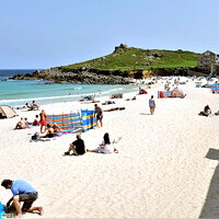 Buy canvas prints of Porthmeor beach, St. Ives, Cornwall, UK. by john hill