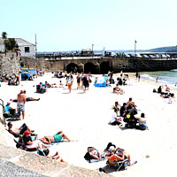 Buy canvas prints of Harbour beach, St. Ives, Cornwall, UK. by john hill