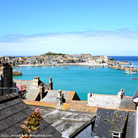 Buy canvas prints of View over the fooftops, St. Ives, Cornwall, UK. by john hill