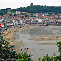 Buy canvas prints of Scarborough beach at low tide, North Yorkshire, UK. by john hill