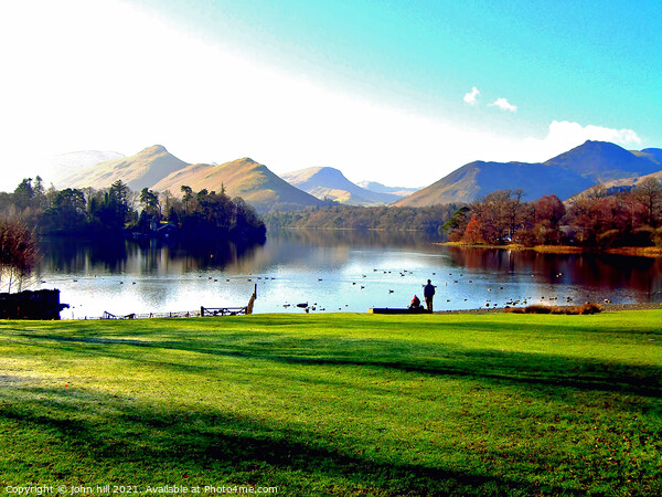 Morning, Derwent water with Cat Bells Picture Board by john hill