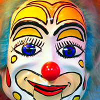 Buy canvas prints of Clown Puppet face in portrait by john hill