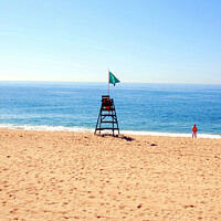 Buy canvas prints of Lonely Lifeguard in portrait. by john hill