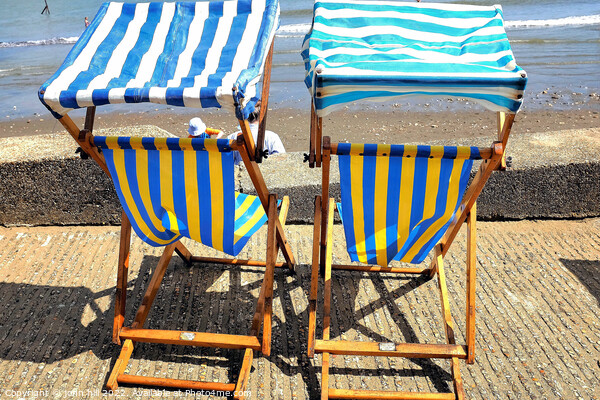 Sunshade deckchairs, Shanklin, Isle of Wight, UK. Picture Board by john hill