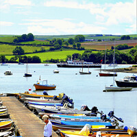 Buy canvas prints of Boating on the river Dart in portait. by john hill