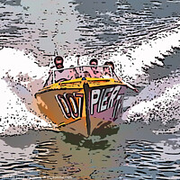Buy canvas prints of Speedboat (illustration) by john hill