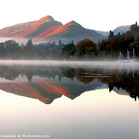 Buy canvas prints of Morning reflections on Derwentwater by john hill