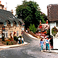 Buy canvas prints of Shanklin Village painting, Isle of Wight. by john hill