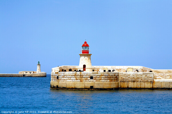 Entrance Lighthouses, Grand harbor, Malta. Picture Board by john hill