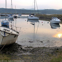 Buy canvas prints of Harbour, Shell Island sunset, Wales. by john hill