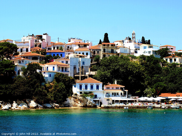 Skiathos town from the sea. Picture Board by john hill