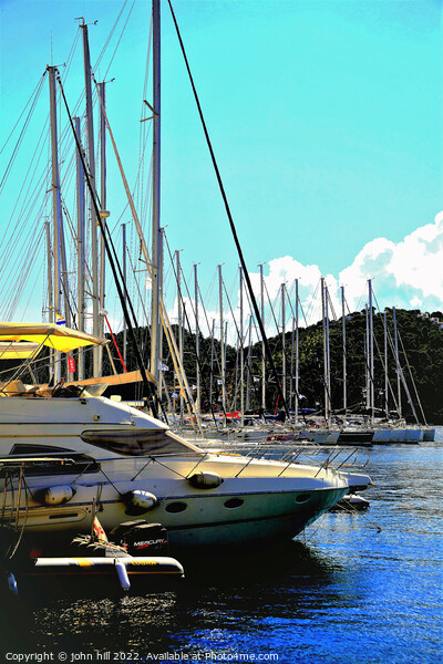 Marina masts, Skiathos town, Greece. Picture Board by john hill