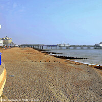 Buy canvas prints of Eastbourne beach and pier, Sussex, UK. by john hill