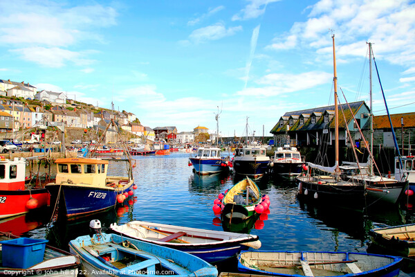 Cornish harbour Mevagissey October Autumn Picture Board by john hill
