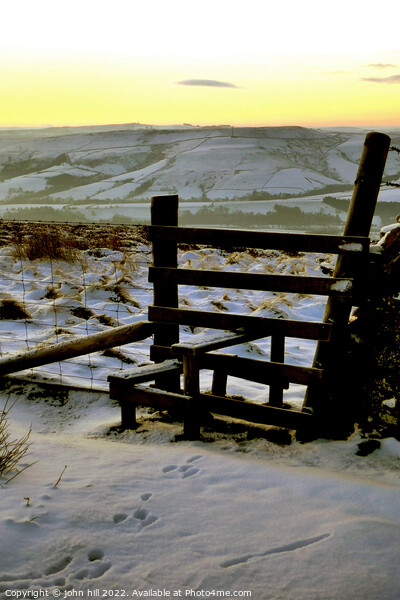 Dawn Winter countryside walk, Derbyshire, UK.  Picture Board by john hill