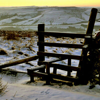 Buy canvas prints of Dawn Winter countryside walk, Derbyshire, UK.  by john hill