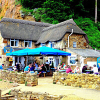 Buy canvas prints of Thatched Fishermans cottage, Shanklin, Isle of Wight. by john hill