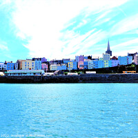 Buy canvas prints of Colorful Tenby from the sea, South Wales, UK. by john hill
