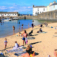 Buy canvas prints of Harbour playground, Tenby, Wales. by john hill