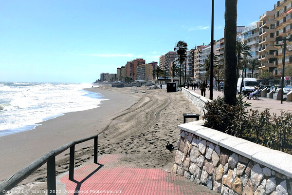 South beach and promenade on windy day, Fuengirola, Spain. Picture Board by john hill