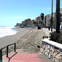 Buy canvas prints of South beach and promenade on windy day, Fuengirola, Spain. by john hill