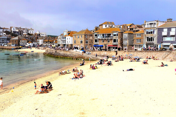Wharf road and harbor beaches, St. Ives, Cornwall, UK. Picture Board by john hill