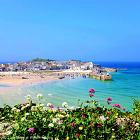 Buy canvas prints of St. Ives Harbour view, Cornwall, UK.  by john hill
