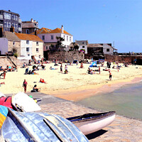 Buy canvas prints of Harbour beach, St. Ives, Cornwall, UK. by john hill