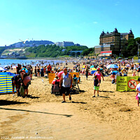 Buy canvas prints of South beach in july, Scarborough, Yorkshire. by john hill