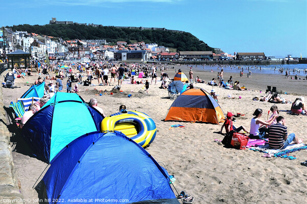 Castle and beach in July, Scarborough, Yorkshire, UK. Picture Board by john hill