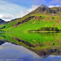 Buy canvas prints of High Stile Mountain reflections, Cumbria, UK. by john hill