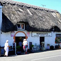 Buy canvas prints of Thatched Village store, Brightstone, Isle of Wight, UK. by john hill