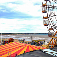 Buy canvas prints of Funfair and North beach, Bridlington, Yorkshire, UK. by john hill