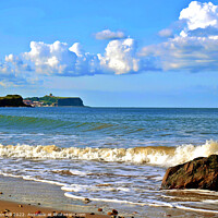 Buy canvas prints of Cayton Bay view from beach, Yorkshire. by john hill