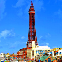Buy canvas prints of Blackpool Tower & seafront, November by john hill