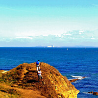 Buy canvas prints of Walkers at Peveril Point, Dorset. UK. (portrait) by john hill