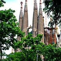 Buy canvas prints of La Sagrada Familia, Barcelona, Spain. (portrait) by john hill