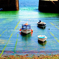 Buy canvas prints of Entrance Mousehole harbour, Cornwall. (portrait) by john hill