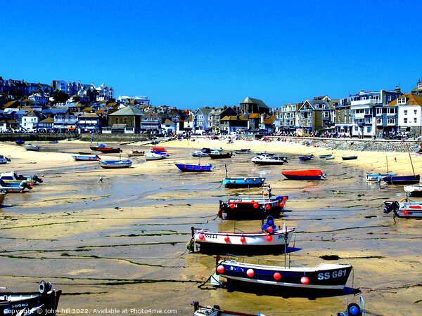 Harbour & town at low tide, St.Ives, Cornwall, UK. Picture Board by john hill