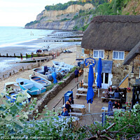 Buy canvas prints of Thatched Fishermans cottage. by john hill