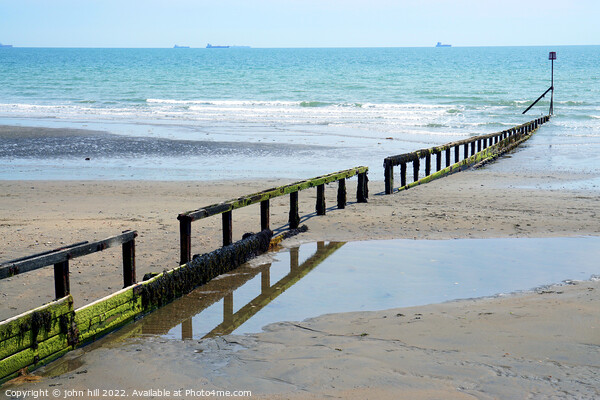 Single Groyne and Marker at Low tide. Picture Board by john hill