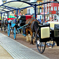 Buy canvas prints of Hackney Carriage stop at Great Yarmouth. by john hill