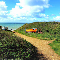 Buy canvas prints of footpath to the sea, Brook, Isle of Wight, UK. by john hill