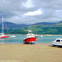 Buy canvas prints of Barmouth beach and river Mawddach, Wales by john hill