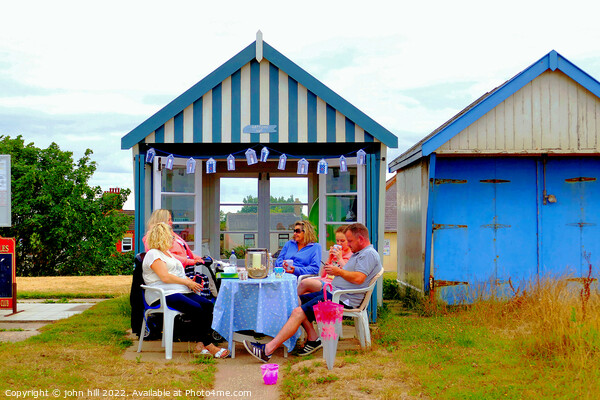 Beach hut tea party Picture Board by john hill