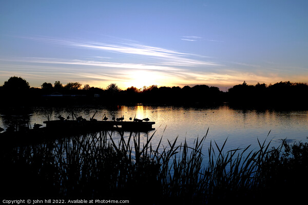 Sunset over King's mill reservoir Nottinghanshire Picture Board by john hill