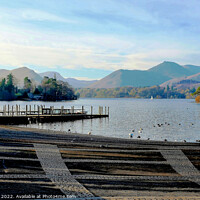 Buy canvas prints of Derwent water and Western fells Keswick by john hill