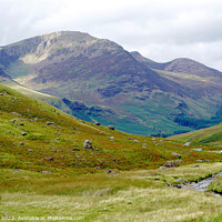 Buy canvas prints of Honister Pass view of High Stile and Red Pike Cumbria by john hill